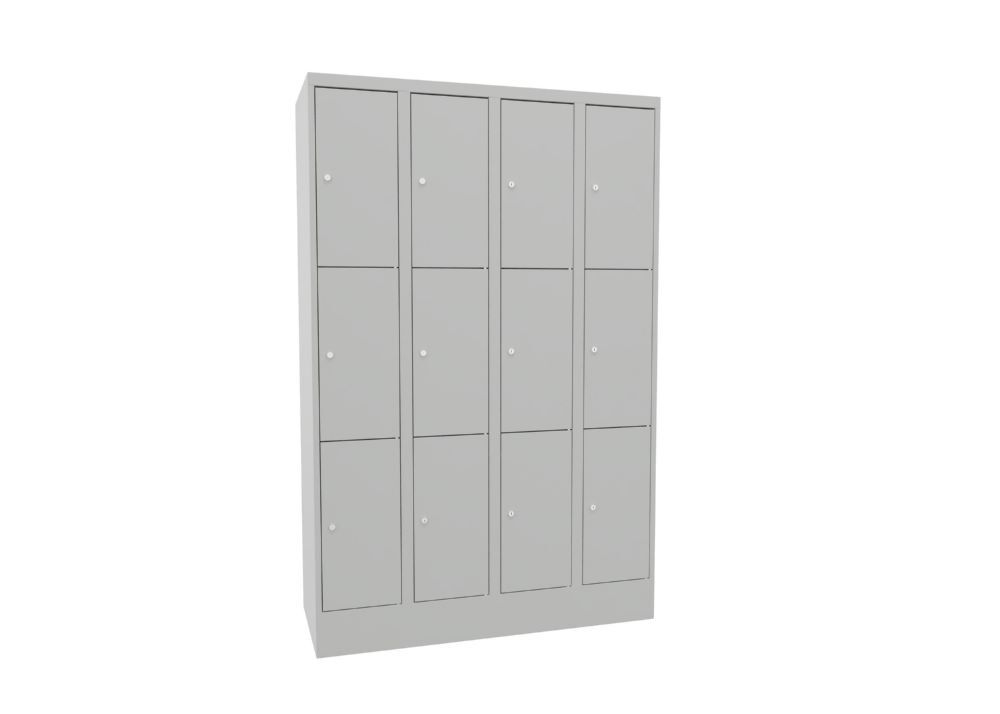 Produktbild PAVOY Schließfachschrank mit Sockel 1850x1200x500 mm 12 Fächer RAL 7035 Lichtgrau