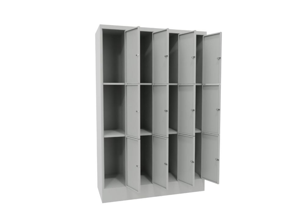 Produktbild Schließfachschrank mit Sockel, 1850x1200x500 mm, 12 Fächer, RAL 7035 Lichtgrau bild 2