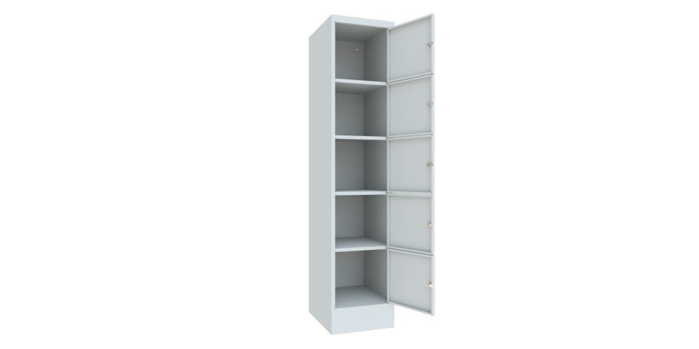 Produktbild Schließfachschrank mit Sockel 1850x400x500, 1b x 5h, Zyl., AB 400, glatte Türen bild 2