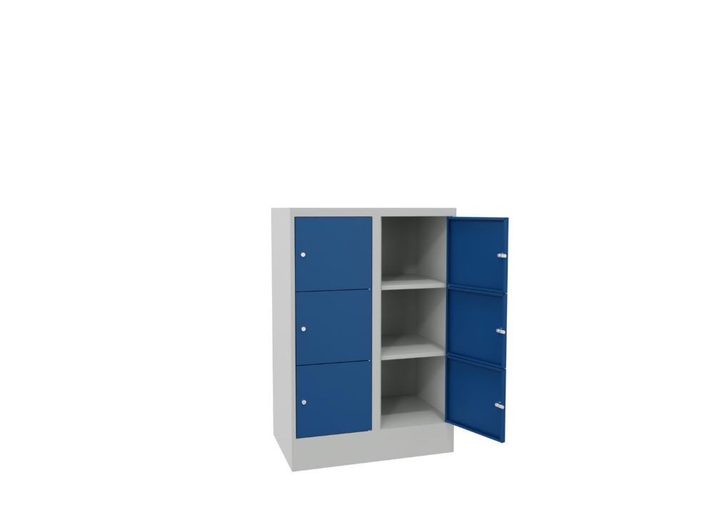 Produktbild Schließfachschrank mit Sockel 1187x800x500, 2b x 3h, Zyl., AB 400, glatte Türen bild 2