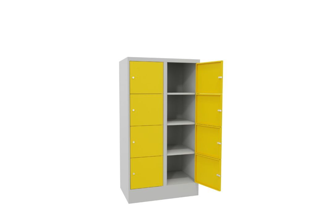 Produktbild Schließfachschrank mit Sockel 1518x800x500, 2b x 4h, Zyl., AB 400, glatte Türen bild 2
