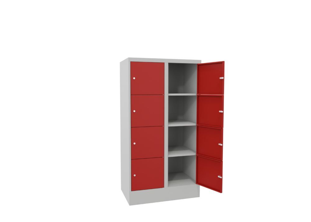 Produktbild Schließfachschrank mit Sockel 1518x800x500, 2b x 4h, Zyl., AB 400, glatte Türen bild 2