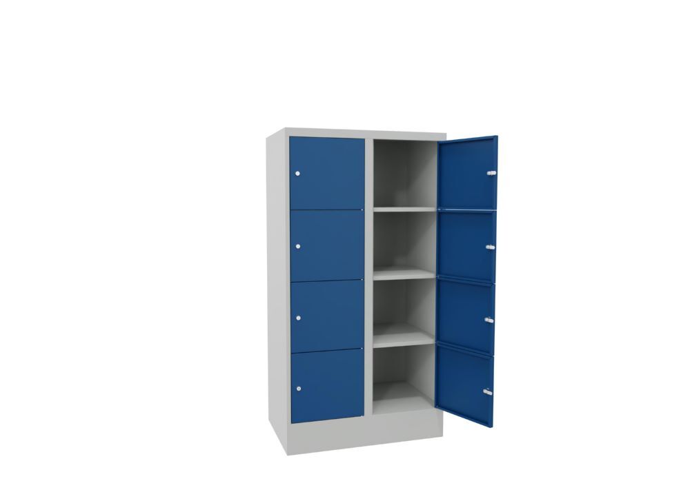 Produktbild Schließfachschrank mit Sockel 1518x800x500, 2b x 4h, Zyl., AB 400, glatte Türen bild 2