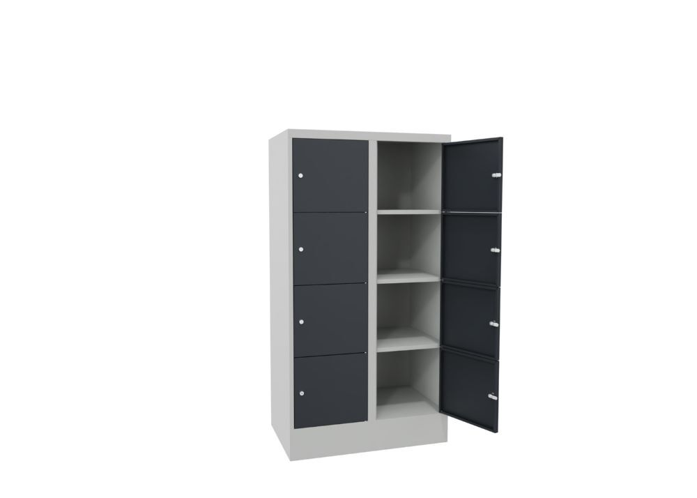 Produktbild Schließfachschrank mit Sockel 1518x800x500, 2b x 4h, Zyl., AB 400, glatte Türen bild 2