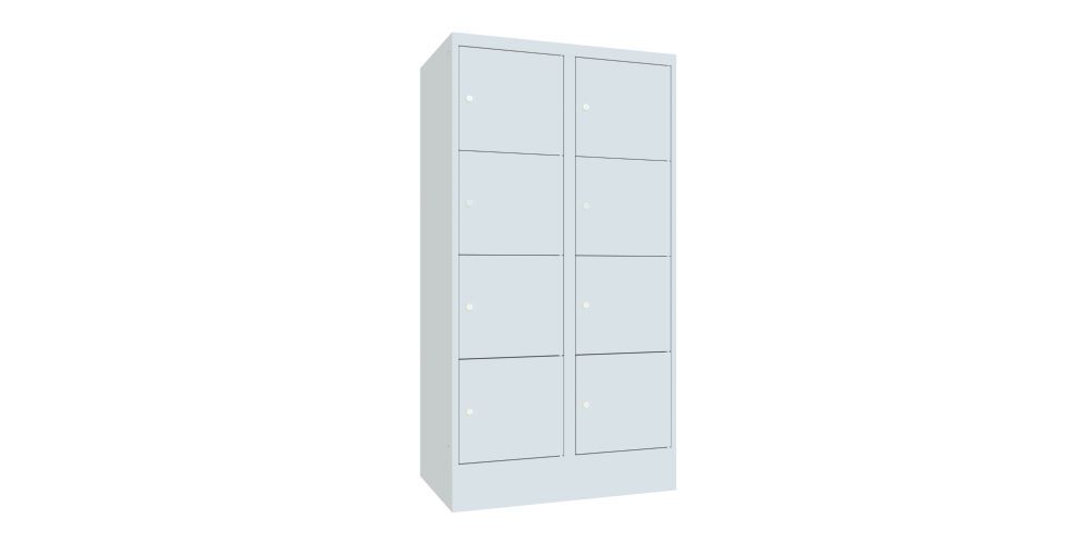 Produktbild Schließfachschrank mit Sockel 1518x800x500, 2b x 4h, Zyl., AB 400, glatte Türen bild 2