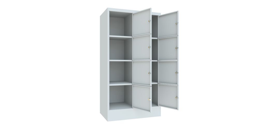 Produktbild Schließfachschrank mit Sockel 1518x800x500, 2b x 4h, Zyl., AB 400, glatte Türen bild 3