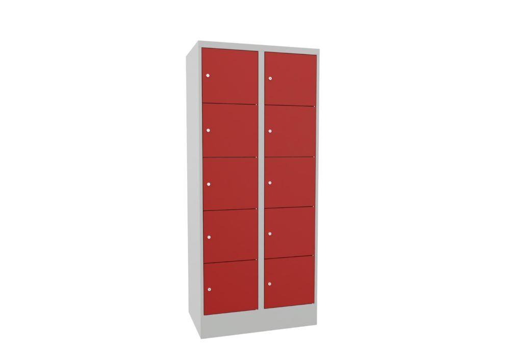 Produktbild PAVOY Schließfachschrank mit Sockel 1850x800x500 glatte Türen RAL 7035/3000