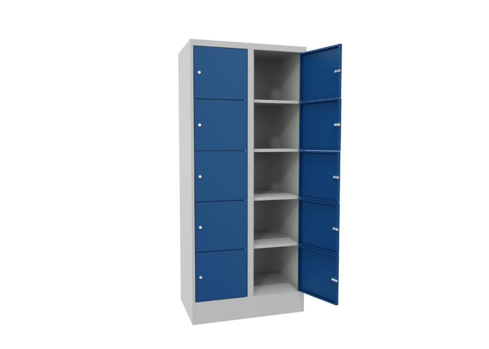 Produktbild Schließfachschrank mit Sockel 1850x800x500, 2b x 5h, Zyl., AB 400, glatte Türen bild 2