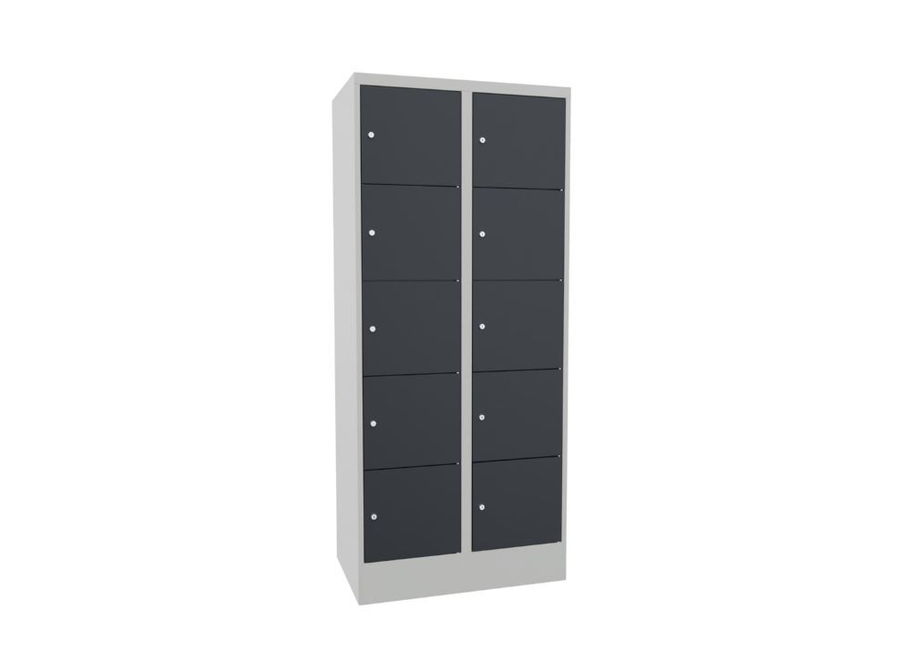 Produktbild PAVOY Schließfachschrank mit Sockel 1850x800x50 glatte Türen RAL 7035/7016
