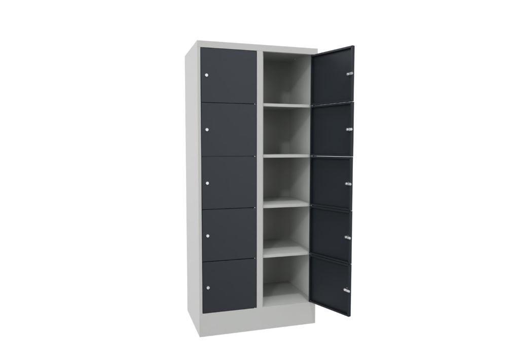 Produktbild Schließfachschrank mit Sockel 1850x800x500, 2b x 5h, Zyl., AB 400, glatte Türen bild 2