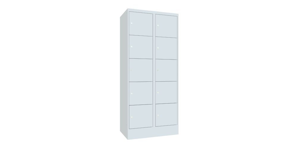 Produktbild PAVOY Schließfachschrank mit Sockel 1850x800x50 glatte Türen RAL 7035