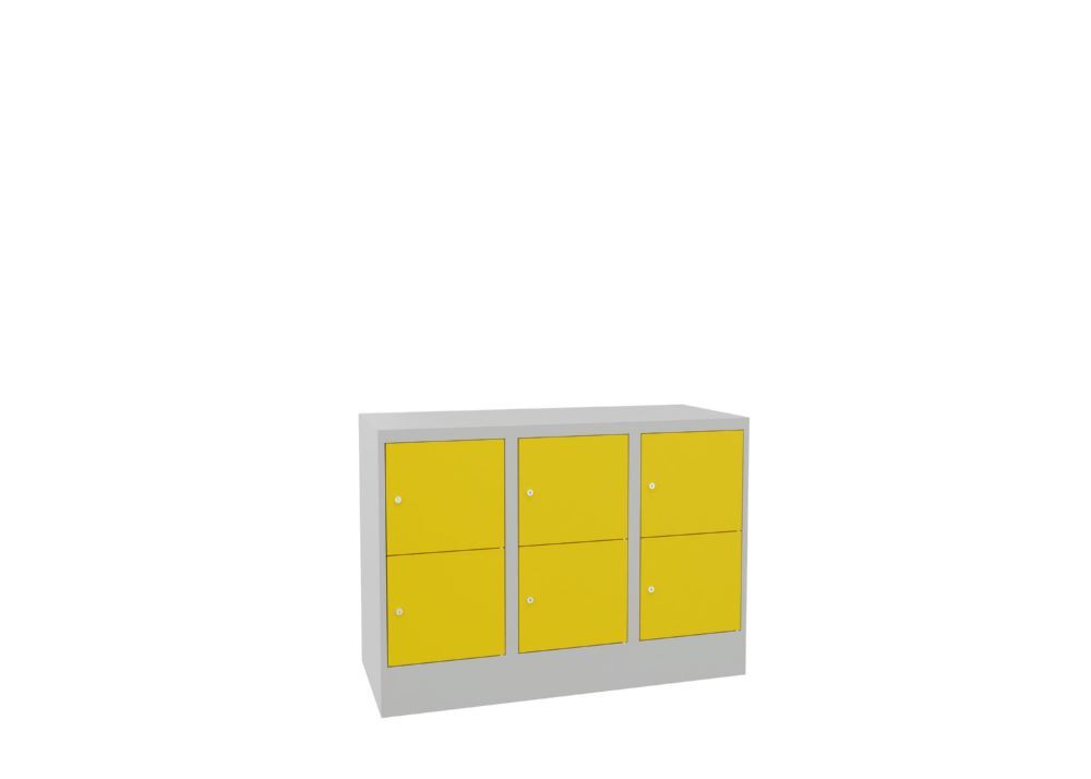 Produktbild PAVOY Schließfachschrank mit Sockel 855x1200x500 glatte Türen RAL 7035/1018