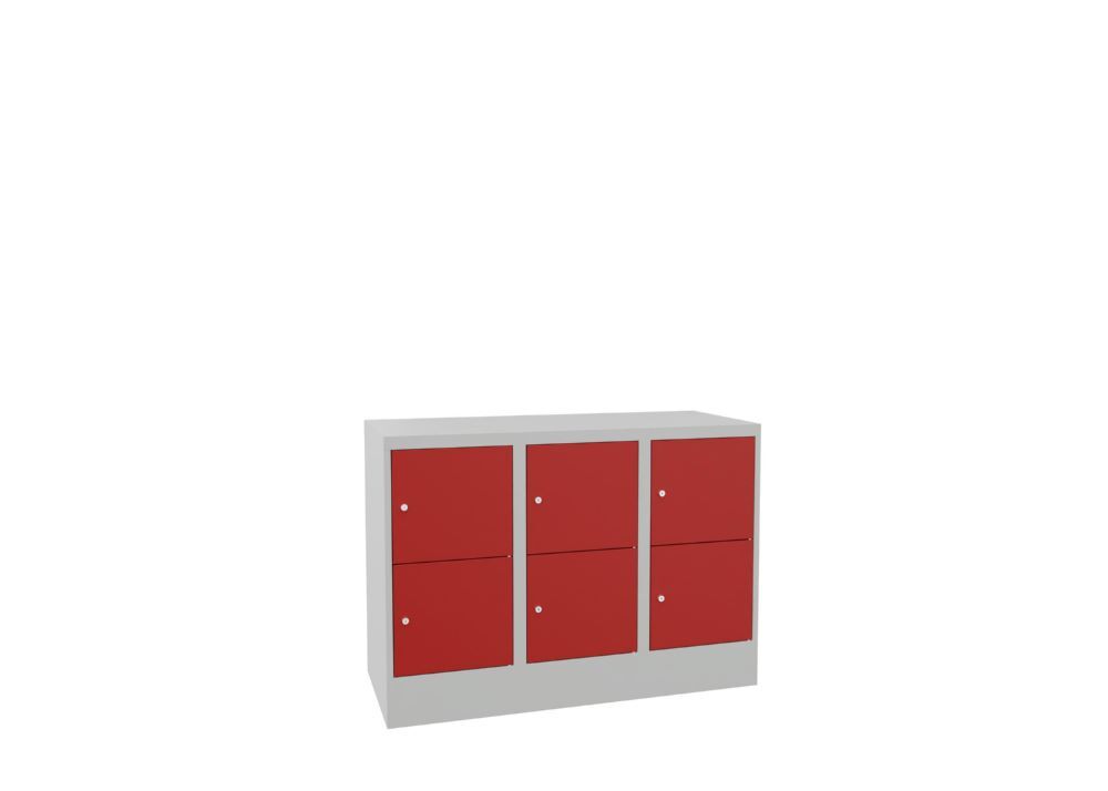 Produktbild PAVOY Schließfachschrank mit Sockel 855x1200x500 glatte Türen RAL 7035/3000
