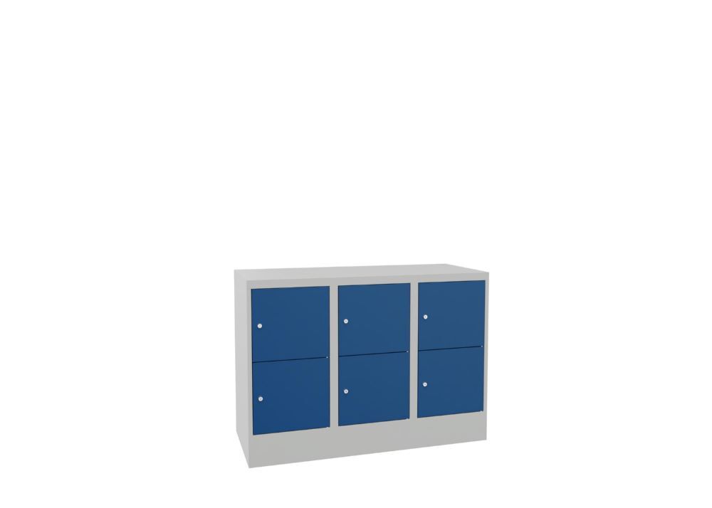 Produktbild PAVOY Schließfachschrank mit Sockel 855x1200x500 glatte Türen RAL 7035/5010