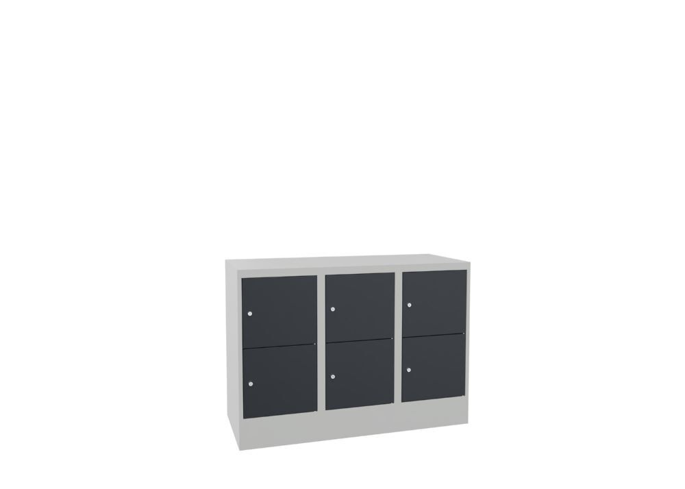Produktbild PAVOY Schließfachschrank mit Sockel 855x1200x500 glatte Türen RAL 7035/7016