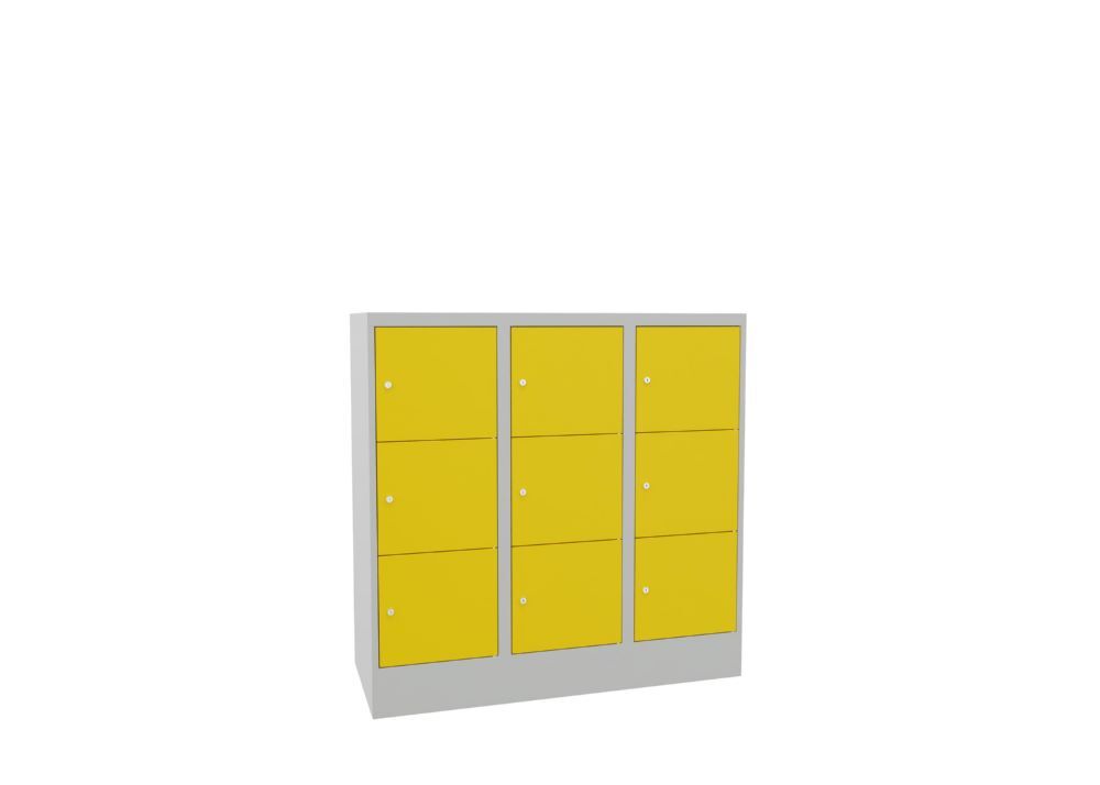 Produktbild PAVOY Schließfachschrank mit Sockel 1187x1200x500 glatte Türen RAL 7035/1018
