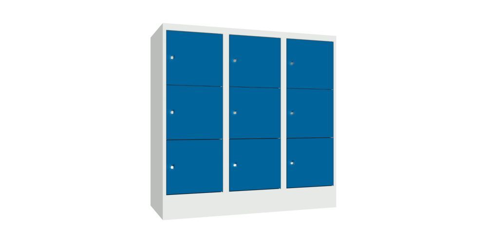 Produktbild PAVOY Schließfachschrank mit Sockel 1187x1200x500 glatte Türen RAL 7035/5010