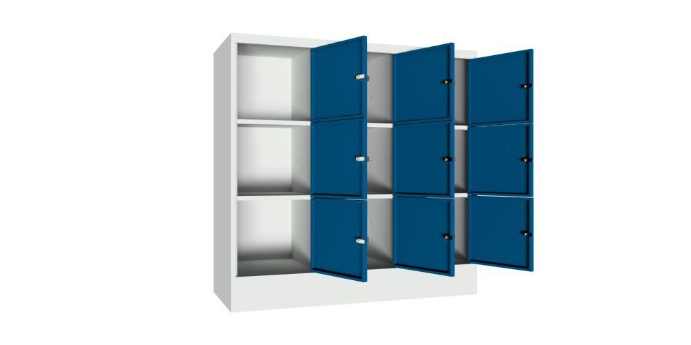 Produktbild Schließfachschrank mit Sockel 1187x1200x500, 3b x 3h, Zyl., AB 400, glatte Türen bild 2