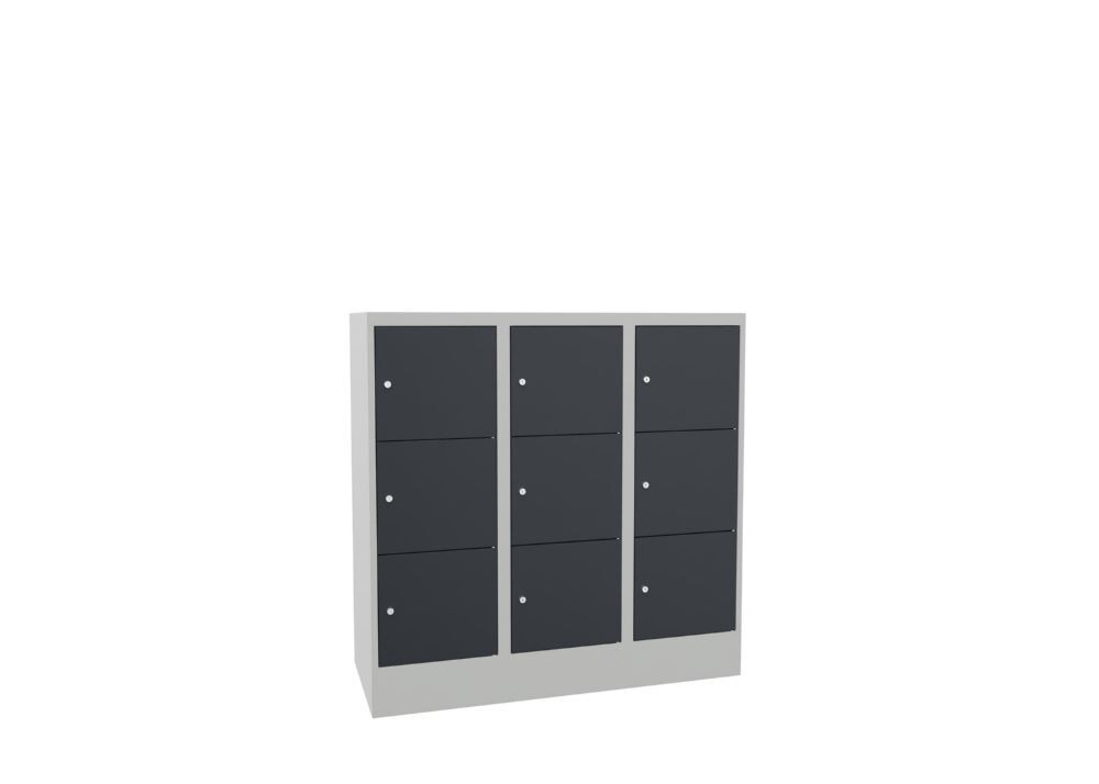Produktbild PAVOY Schließfachschrank mit Sockel 1187x1200x500 glatte Türen RAL 7035/7016
