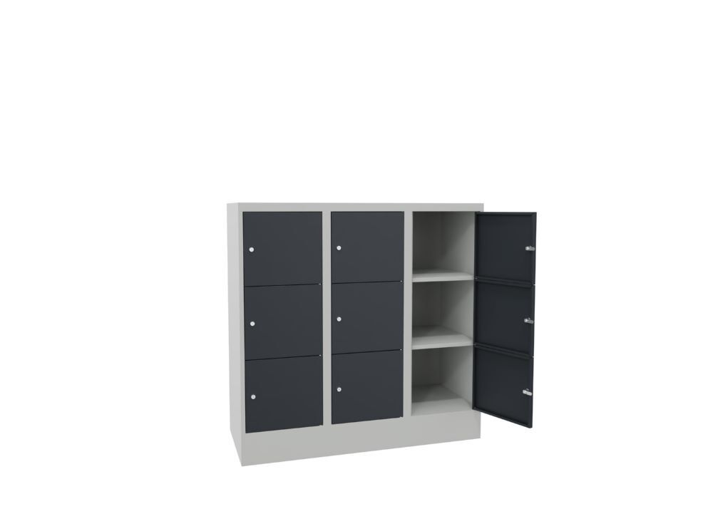 Produktbild Schließfachschrank mit Sockel 1187x1200x500, 3b x 3h, Zyl., AB 400, glatte Türen bild 2