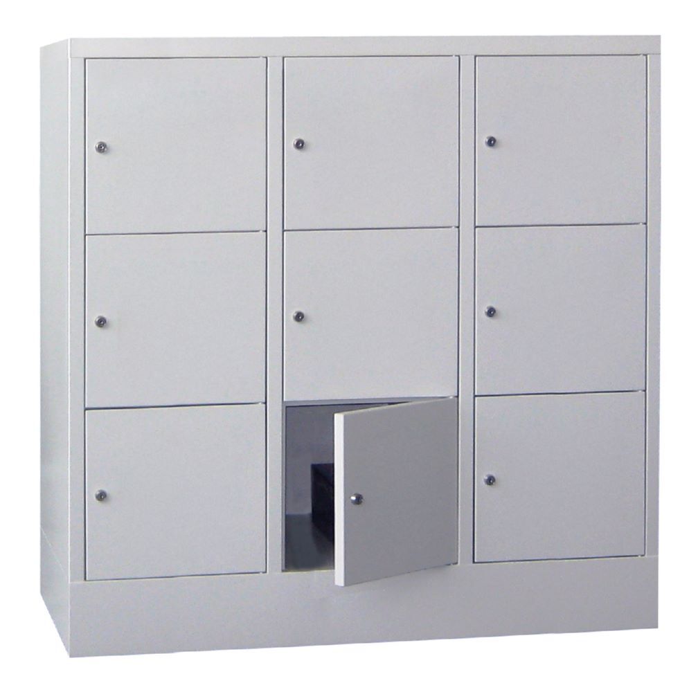 Produktbild PAVOY Schließfachschrank mit Sockel 1187x1200x500 glatte Türen RAL 7035