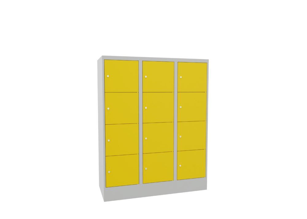 Produktbild PAVOY Schließfachschrank mit Sockel 1518/500/1200 glatte Türen RAL 7035/1018