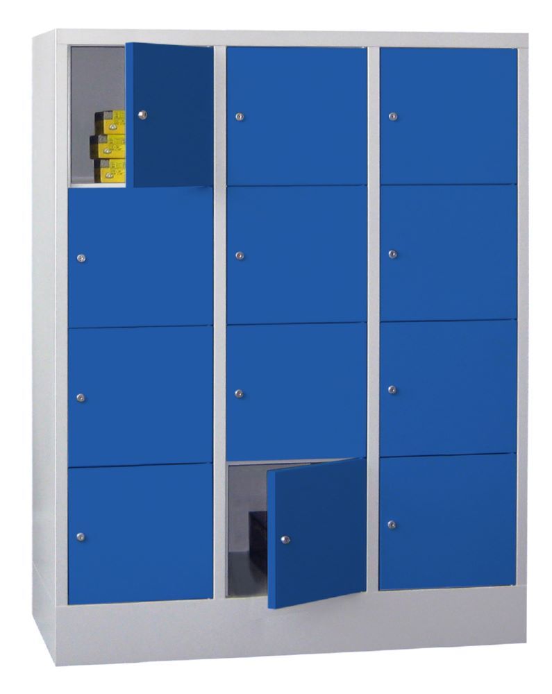 Produktbild PAVOY Schließfachschrank mit Sockel 1518/500/1200 glatte Türen RAL 7035/5010