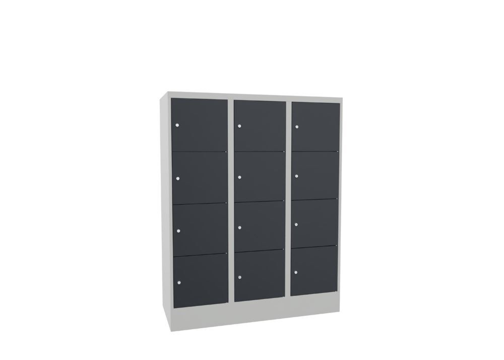 Produktbild PAVOY Schließfachschrank mit Sockel 1518/500/1200 glatte Türen RAL 7035/7016