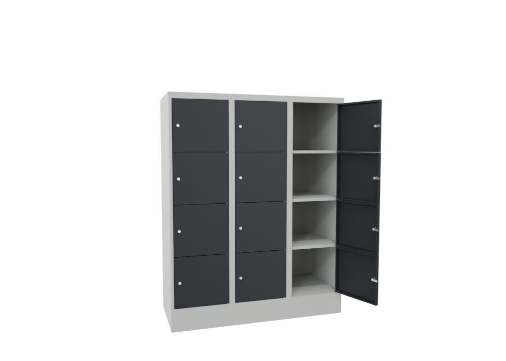 Produktbild Schließfachschrank mit Sockel 1518/500/1200, 3b x 4h, Zyl., AB 400, glatte Türen bild 2