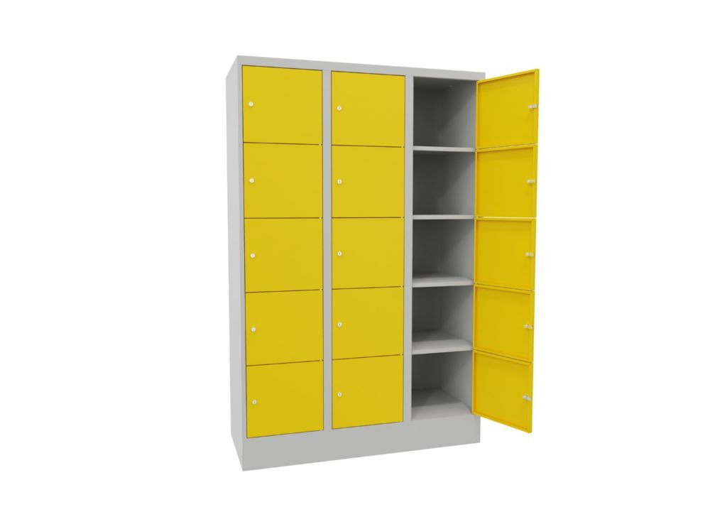 Produktbild PAVOY Schließfachschrank mit Sockel 1850x1200x500 glatte Türen RAL 7035/1018