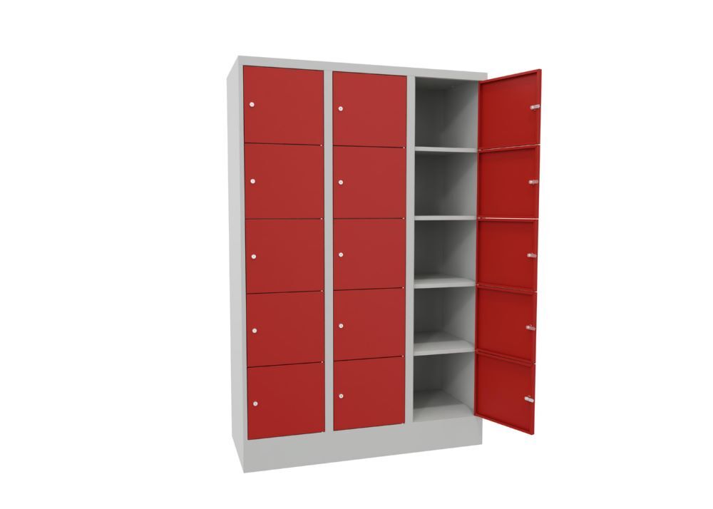 Produktbild PAVOY Schließfachschrank mit Sockel 1850x1200x500 glatte Türen RAL 7035/3000
