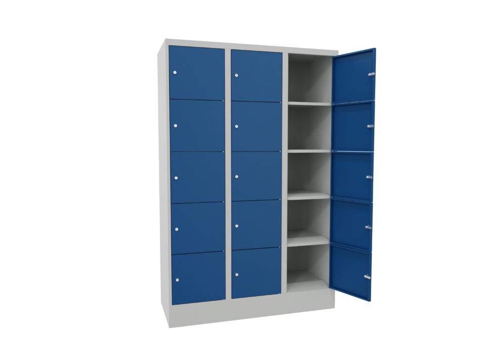 Produktbild PAVOY Schließfachschrank mit Sockel 1850x1200x500 glatte Türen RAL 7035/5010
