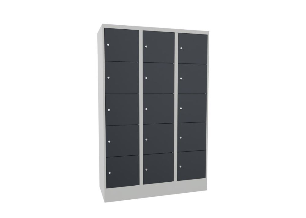 Produktbild Schließfachschrank mit Sockel 1850x1200x500, 3b x 5h, Zyl., AB 400, glatte Türen bild 2