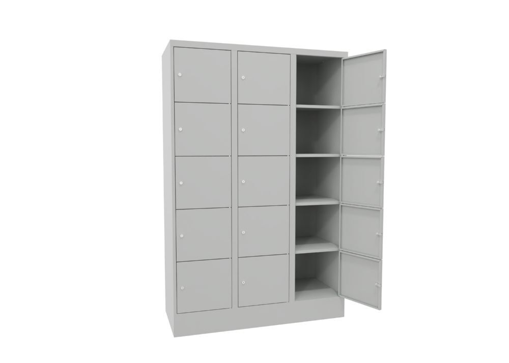 Produktbild PAVOY Schließfachschrank mit Sockel 1850x1200x500 glatte Türen RAL 7035