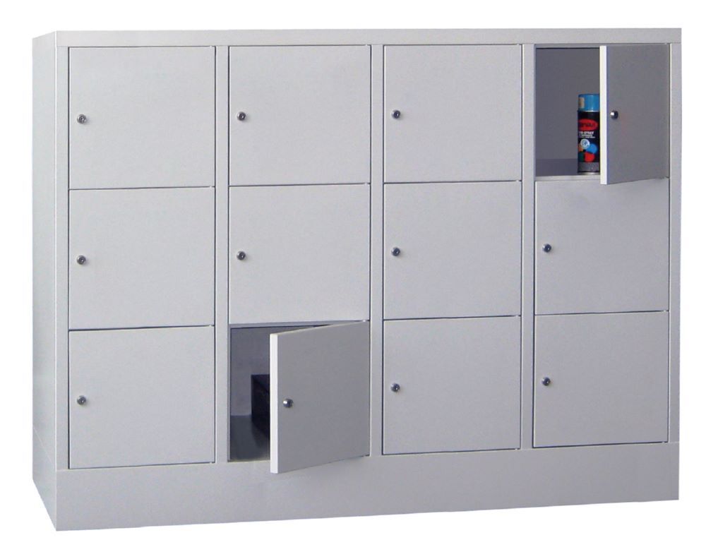 Produktbild PAVOY Schließfachschrank mit Sockel 1187x1600x500 glatte Türen RAL 7035