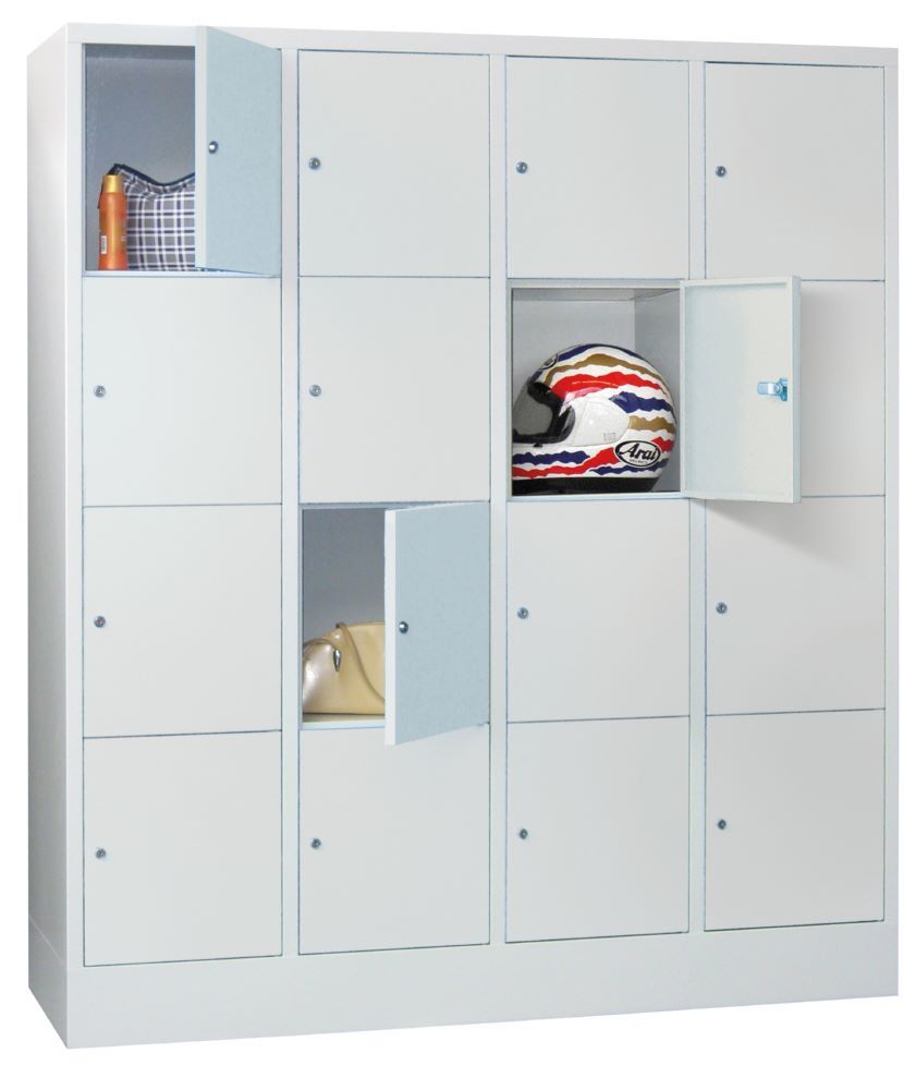 Produktbild PAVOY Schließfachschrank mit Sockel 1518x1600x500 glatte Türen RAL 7035