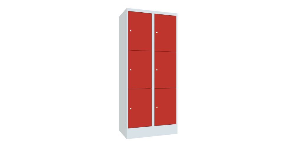 Produktbild PAVOY Schließfachschrank mit Sockel 1850x800x500 glatte Türen RAL 7035/3000