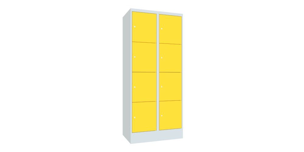 Produktbild PAVOY Schließfachschrank mit Sockel 1850x800x500 glatte Türen RAL 7035/1018