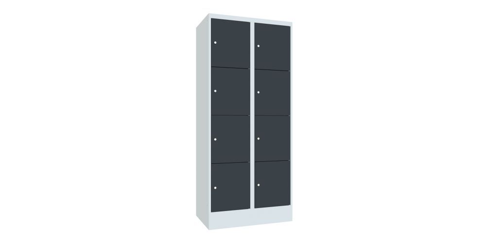 Produktbild PAVOY Schließfachschrank mit Sockel 1850x800x500 glatte Türen RAL 7035/7016