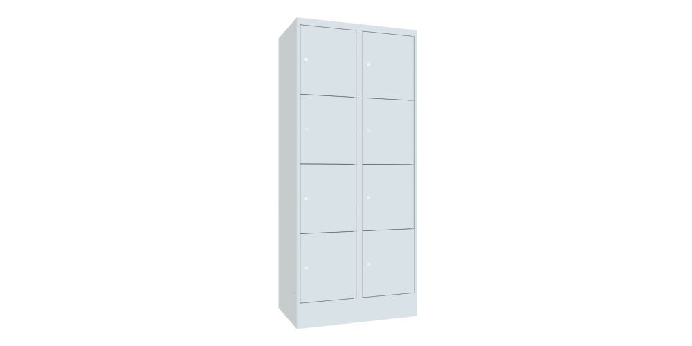 Produktbild PAVOY Schließfachschrank mit Sockel 1850x800x500 glatte Türen RAL 7035