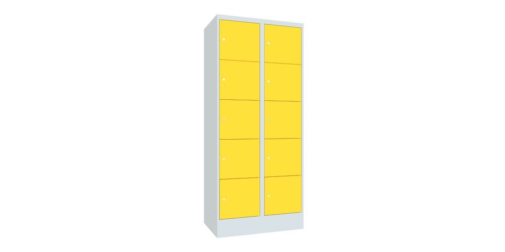 Produktbild PAVOY Schließfachschrank mit Sockel 1850x800x500 glatte Türen RAL 7035/1018