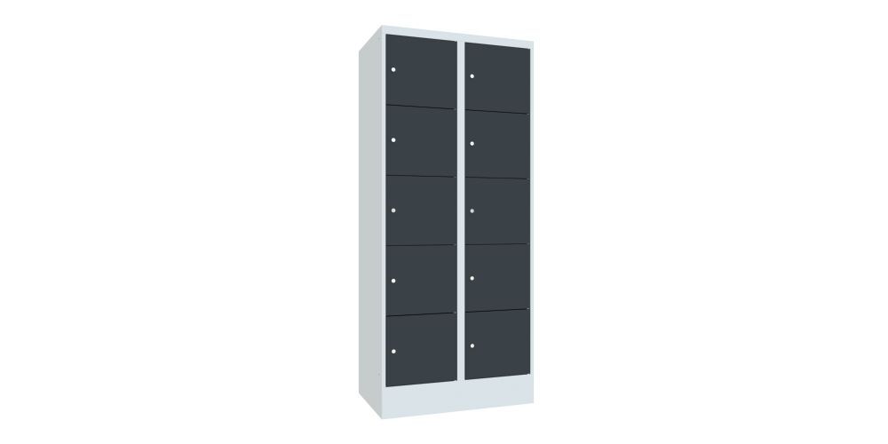 Produktbild PAVOY Schließfachschrank mit Sockel 1850x800x500 glatte Türen RAL 7035/7016