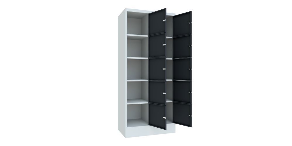 Produktbild Schließfachschrank mit Sockel 1850x800x500, 2b x 5h, Zyl., AB 400, glatte Türen bild 2