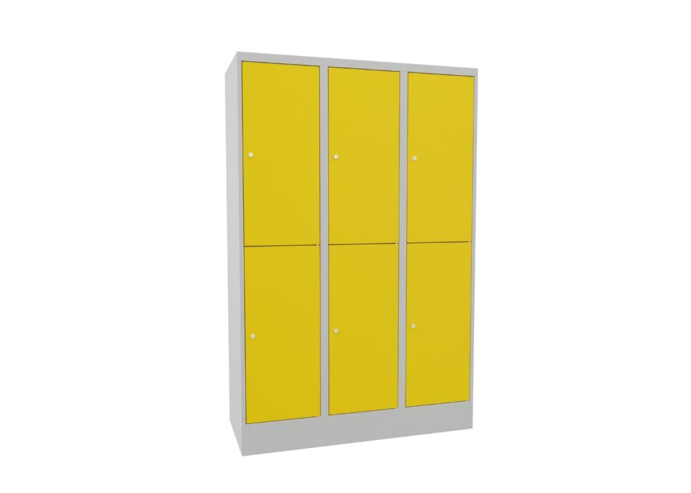 Produktbild PAVOY Schließfachschrank mit Sockel 1850x1200x500 glatte Türen RAL 7035/1018