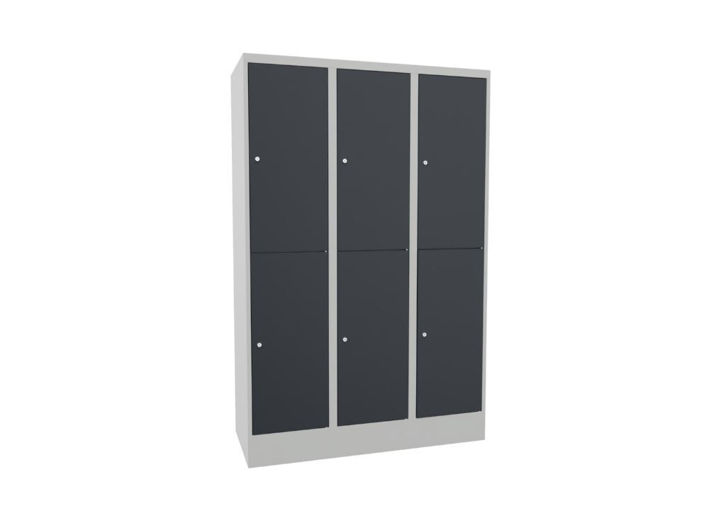 Produktbild PAVOY Schließfachschrank mit Sockel 1850x1200x500 glatte Türen RAL 7035/7016
