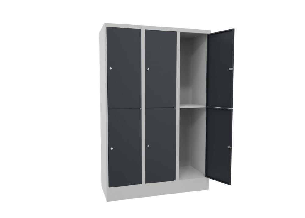 Produktbild Schließfachschrank mit Sockel 1850x1200x500, 3b x 2h, Zyl., AB 400, glatte Türen bild 2