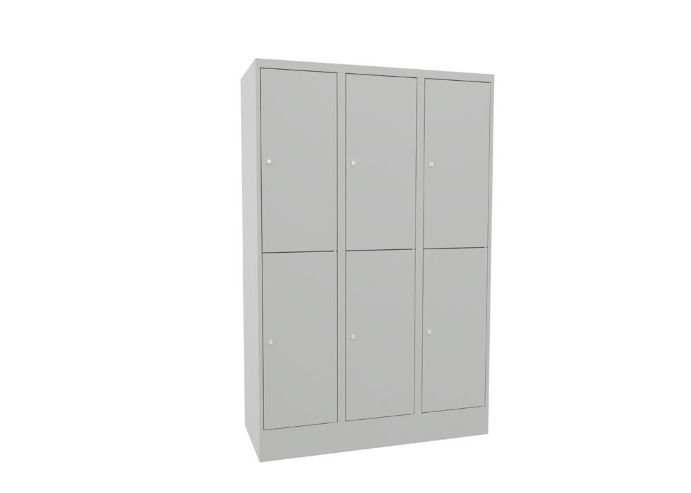 Produktbild PAVOY Schließfachschrank mit Sockel 1850x1200x500 glatte Türen RAL 7035