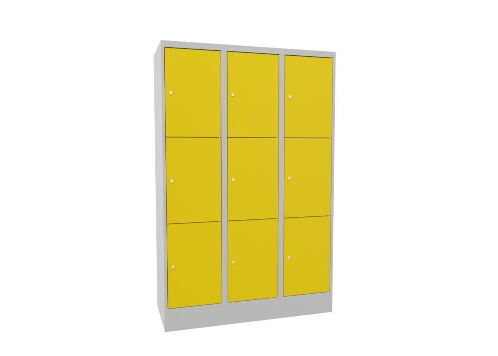 Produktbild PAVOY Schließfachschrank mit Sockel 1850x1200x500 glatte Türen RAL 7035/1018