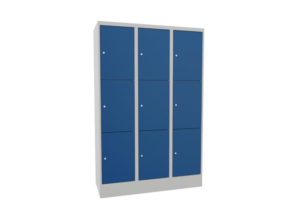 Produktbild PAVOY Schließfachschrank mit Sockel 1850x1200x500 glatte Türen RAL 7035/5010