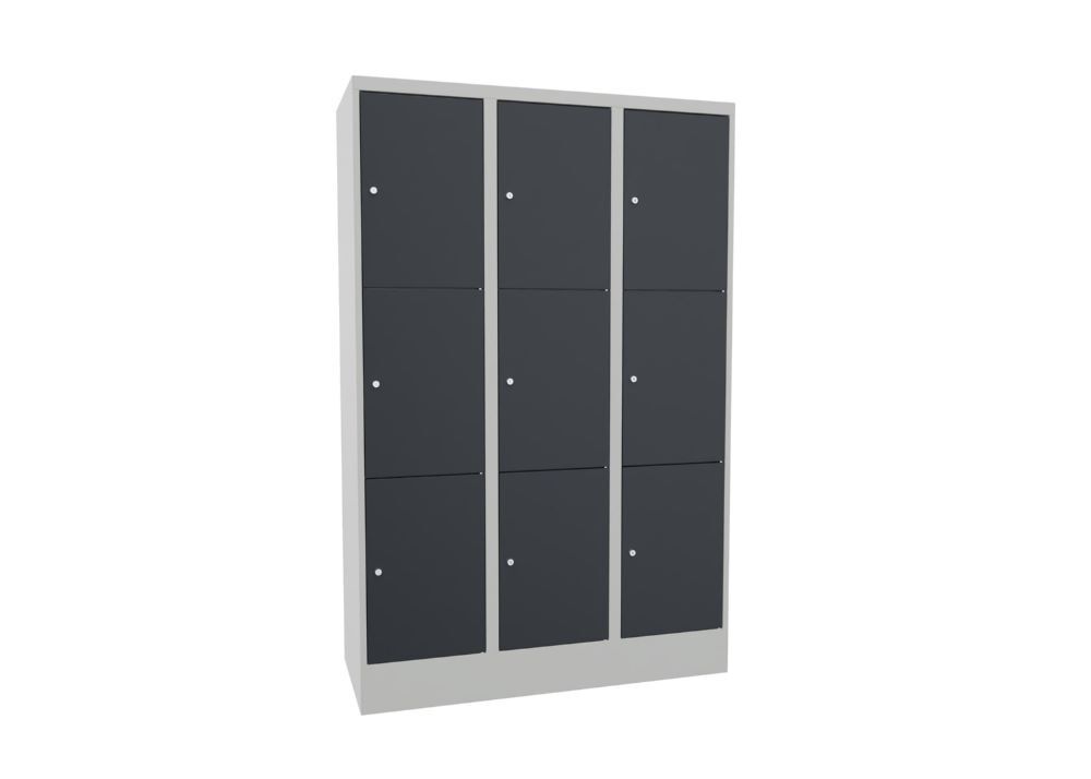 Produktbild PAVOY Schließfachschrank mit Sockel 1850x1200x500 glatte Türen RAL 7035/7016